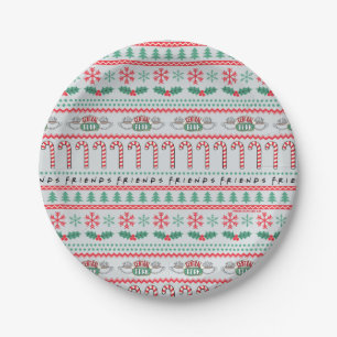 FRIENDS™   Ugly Sweater Christmas Pattern Paper Plate