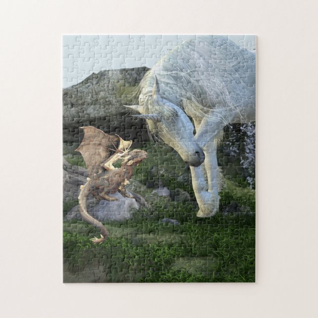 Friends Unicorn and Baby Dragon Fairy Tail Jigsaw Puzzle (Vertical)