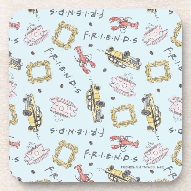 FRIENDS™ Watercolor Icons Pattern Coaster (Front)