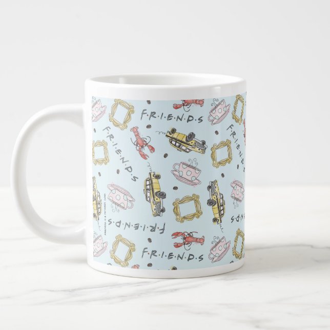 FRIENDS™ Watercolor Icons Pattern Large Coffee Mug (Left)