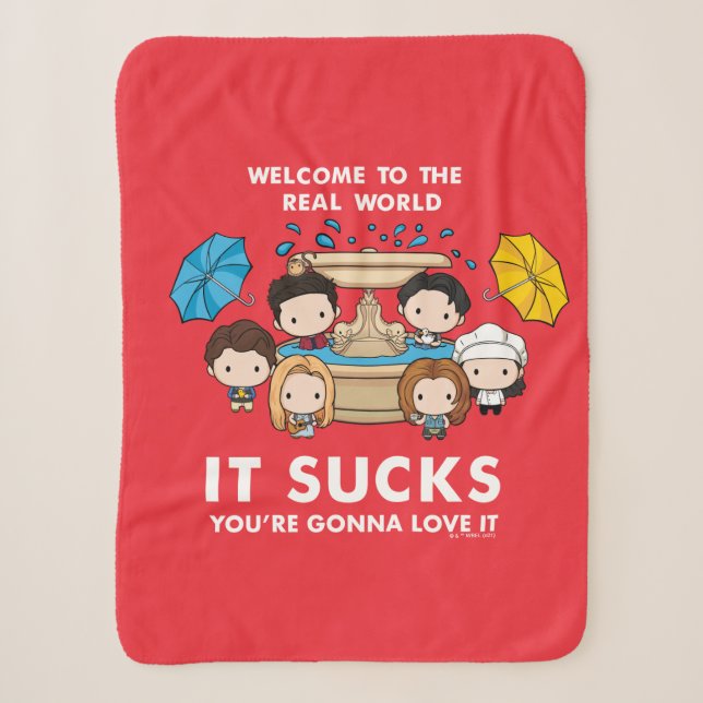 FRIENDS™ | Welcome to the Real World Chibi Sherpa Blanket (Front)