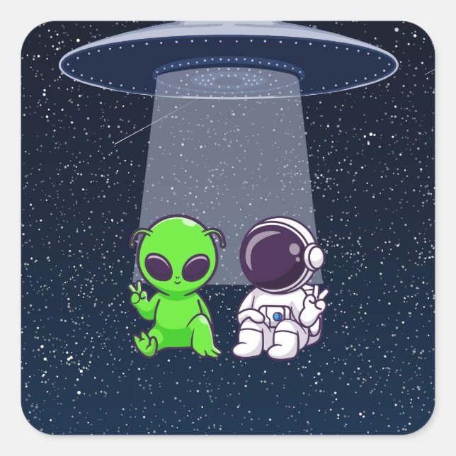 Friends with Aliens on a sticker (Front)
