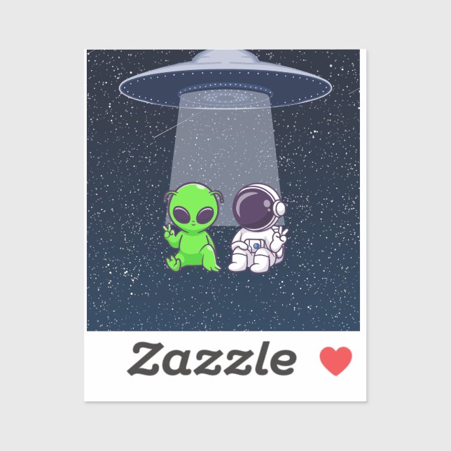 Friends with Aliens on a sticker (Sheet)