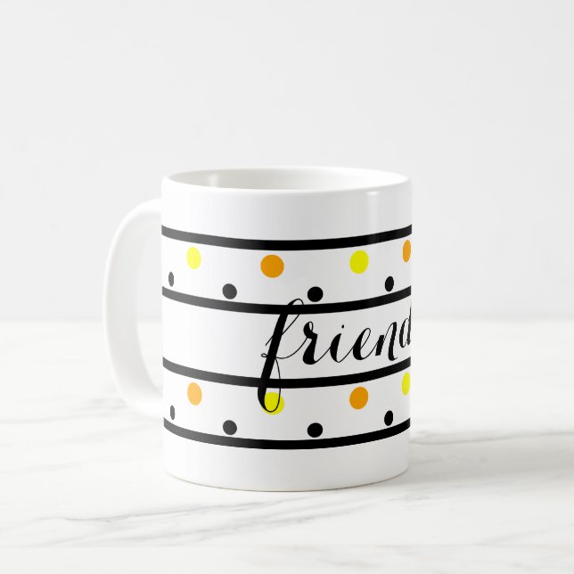Friends Yellow Orange Polka Dots Coffee Mug (Front Left)