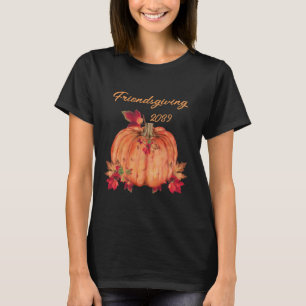 Friendsgiving Autumn Orange Pumpkins Fall Leaves   T-Shirt