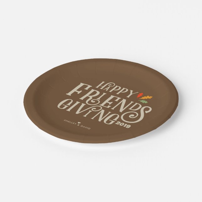 Friendsgiving | Colour of Autumn Brown Paper Plate (Angled)