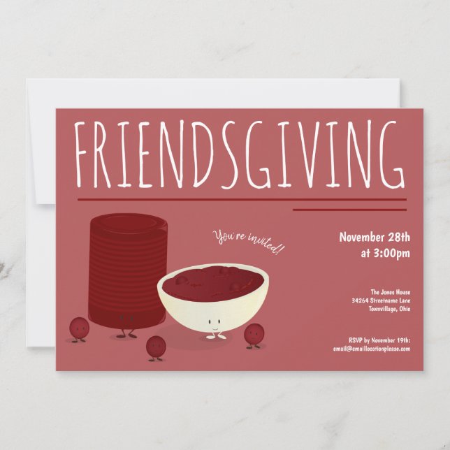 Friendsgiving Cranberry Sauce Thanksgiving Dinner Invitation (Front)