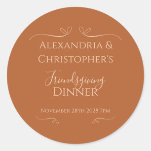 Friendsgiving Dinner Chic Elegant  Classic Round Sticker
