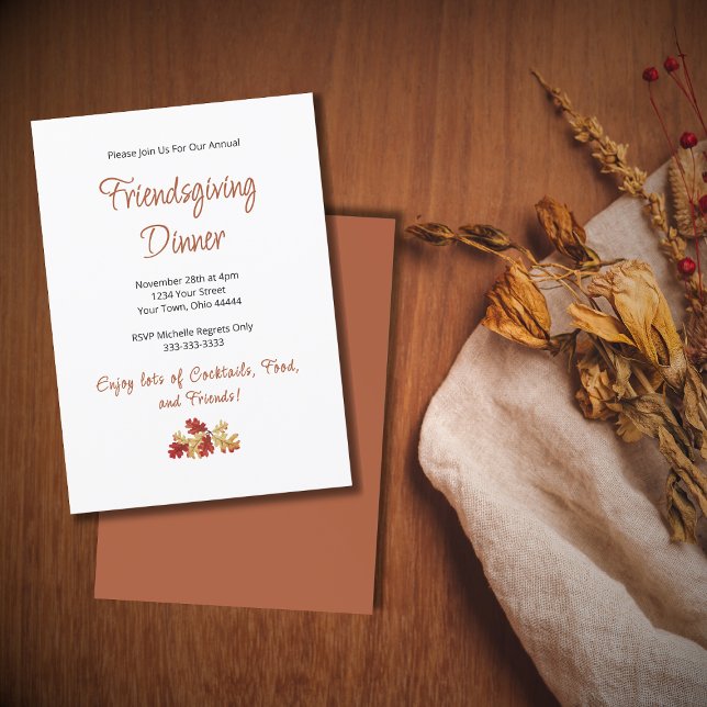 Friendsgiving Dinner Elegant Foliage Thanksgiving Invitation (Creator Uploaded)