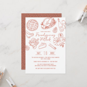 Friendsgiving Dinner Hand Drawn Food Whimsical Invitation