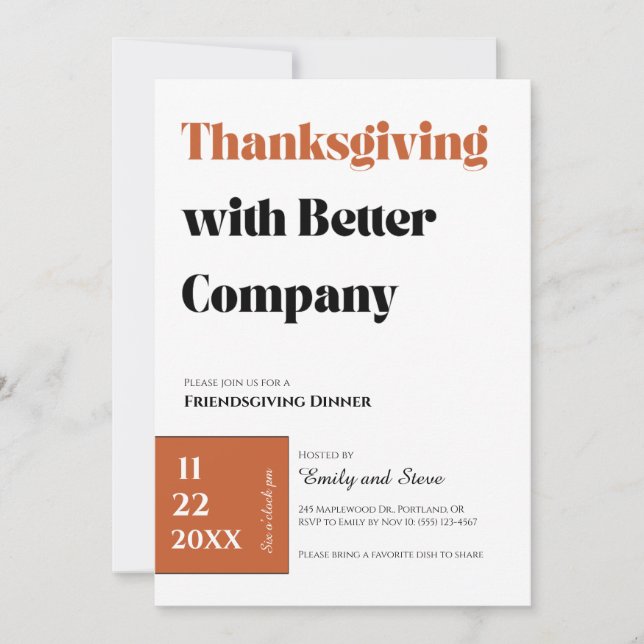 Friendsgiving Dinner Invitation (Front)