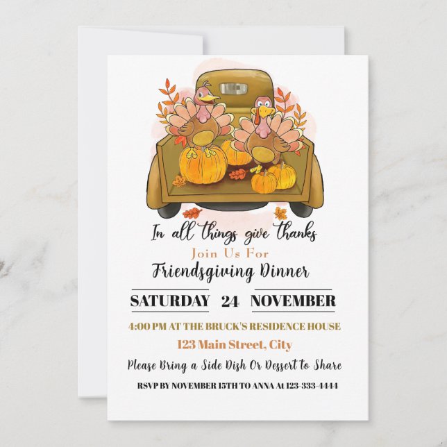 Friendsgiving Dinner  Invitation (Front)