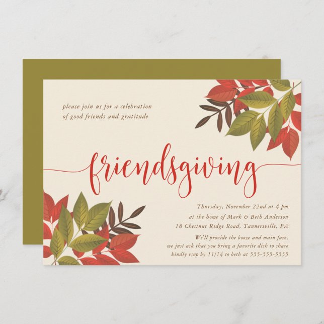FRIENDSGIVING DINNER INVITE | BRIGHT FOLIAGE (Front/Back)