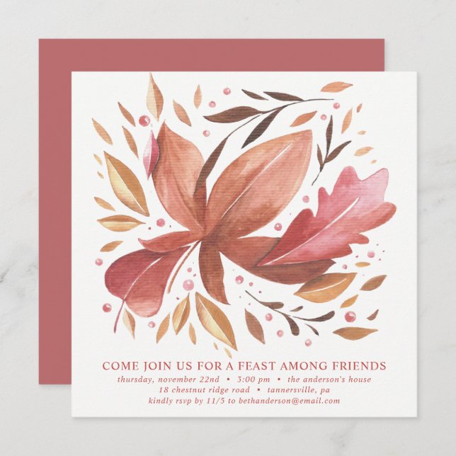 FRIENDSGIVING DINNER INVITE | JOYFUL FOLIAGE (Front/Back)