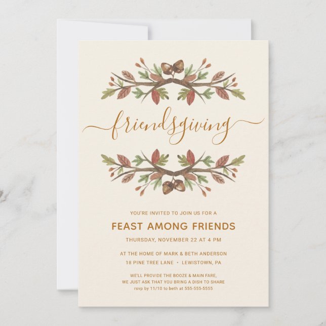 FRIENDSGIVING DINNER INVITE | THANKFUL FOLIAGE (Front)