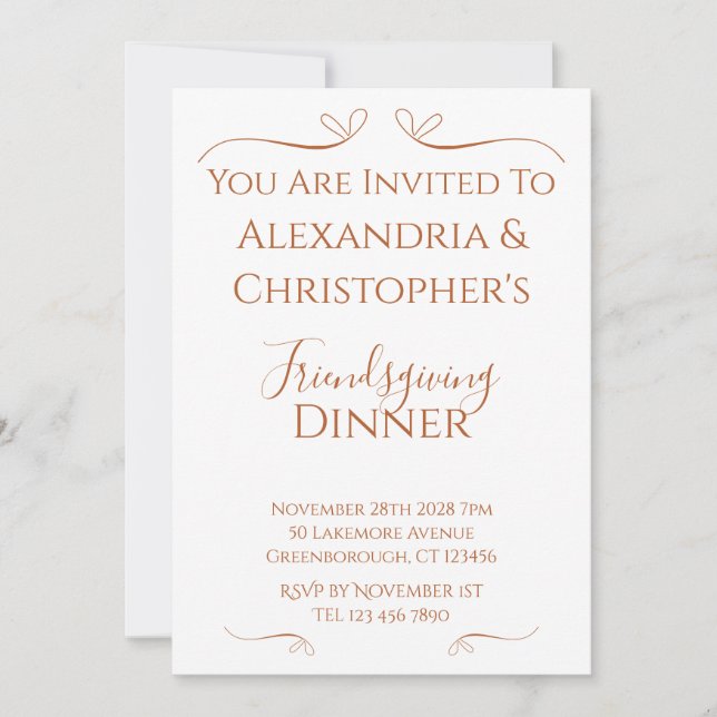Friendsgiving Dinner Minimal Chic Invitation (Front)
