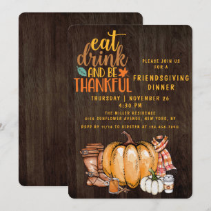 Friendsgiving Dinner Modern Fall Watercolor Invitation