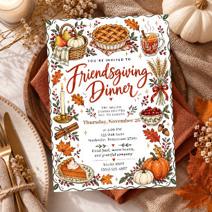 Friendsgiving Dinner Party Gathering Cozy Harvest  Invitation