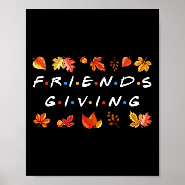 Friendsgiving Fall Autumn Friends And Family Thank Poster (Front)