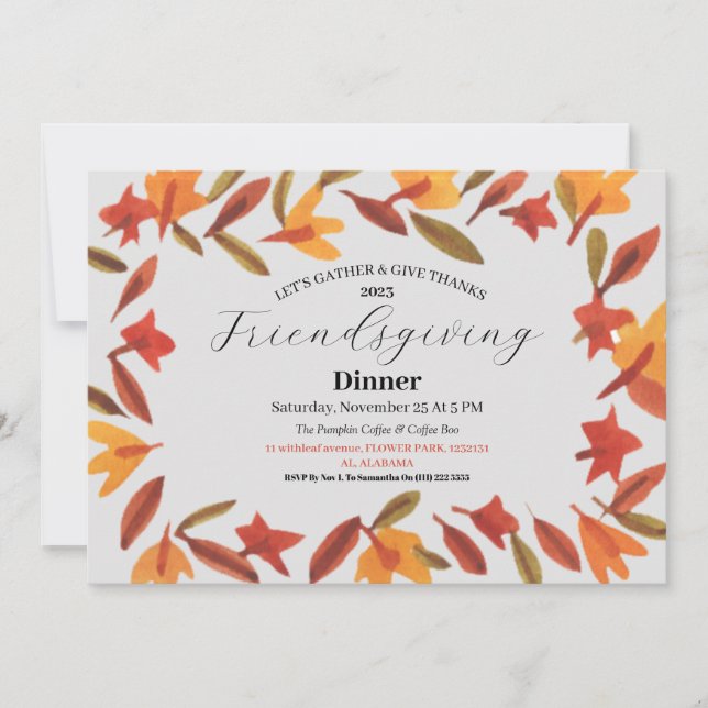 Friendsgiving Feast Thanksgiving Dinner Autumn  Invitation (Front)