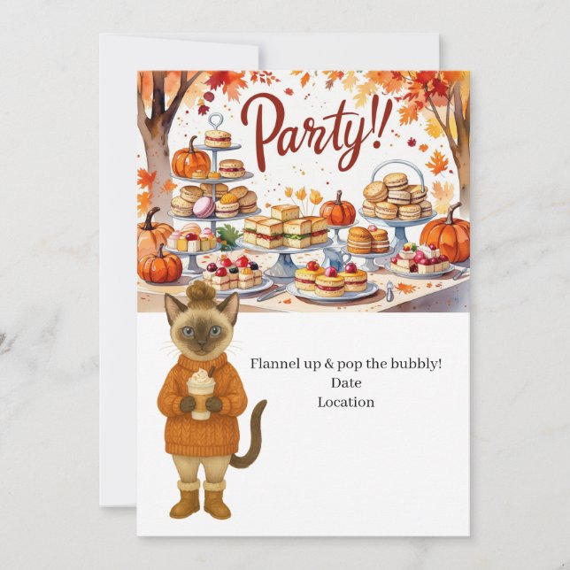 Friendsgiving Flannel up & pop the bubbly! Invitation (Front)