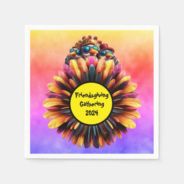 Friendsgiving Funky Thanksgiving Napkin (Front)