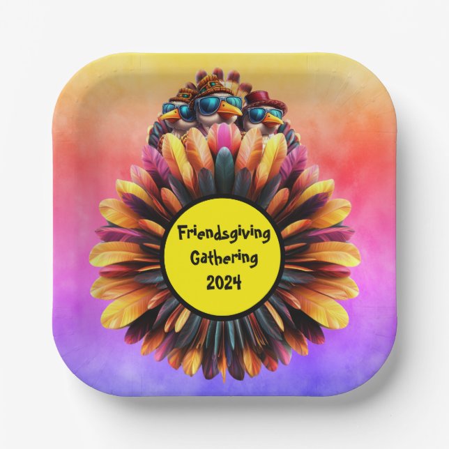 Friendsgiving Funky Thanksgiving Paper Plate (Front)