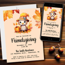 Friendsgiving Little Turkey Pumpkin Watercolor