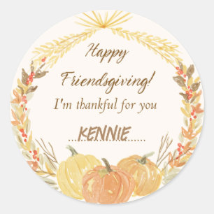 Friendsgiving Party Tableware Rustic   Classic Round Sticker