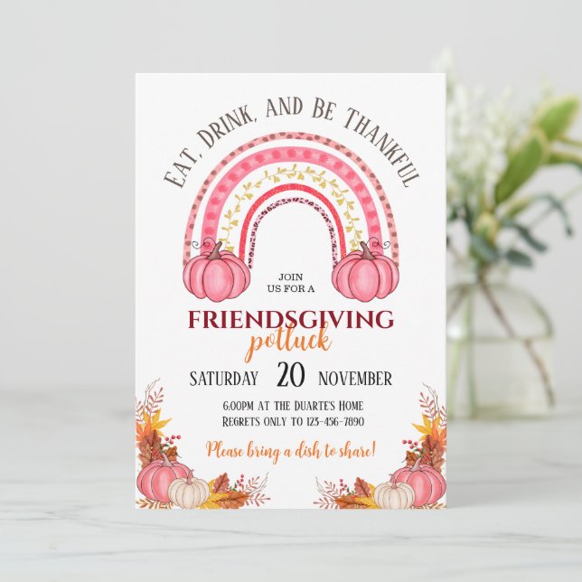 Friendsgiving Potluck Invitation (Standing Front)