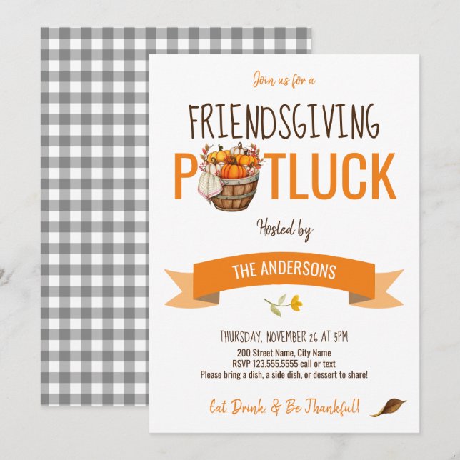 Friendsgiving Potluck Invitation (Front/Back)