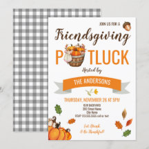 Friendsgiving Potluck Thanksgiving Invitation