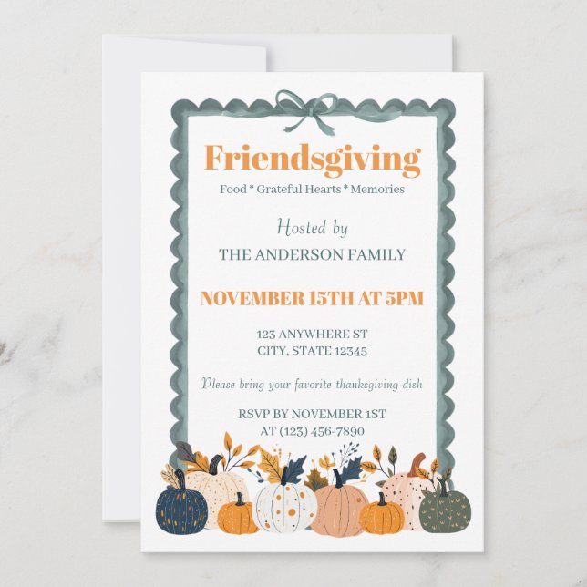 Friendsgiving Pumpkin Invitation (Front)