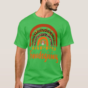 Friendsgiving Rainbow Leopard Motif Turkey Thanksg T-Shirt