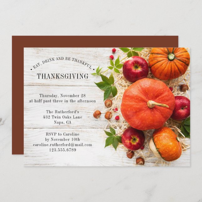 Friendsgiving Rustic Pumpkins | Thanksgiving Invitation (Front/Back)