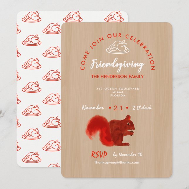 Friendsgiving Thankful Celebration Rustic Invitation (Front/Back)