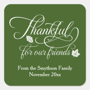 Friendsgiving Thankful for Our Friends Square Sticker