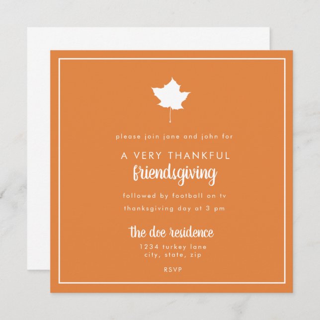 Friendsgiving Thanksgiving Dinner Feast Potluck Invitation (Front/Back)