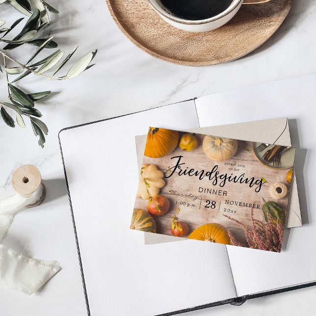 Friendsgiving Thanksgiving Dinner Feast Pumpkin Invitation (Creator Uploaded)