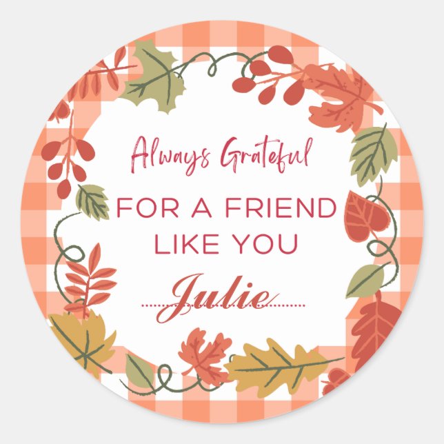 Friendsgiving Thanksgiving Dinner Holiday Classic Round Sticker (Front)
