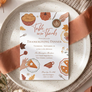 Friendsgiving Thanksgiving Dinner Party Fall Invitation