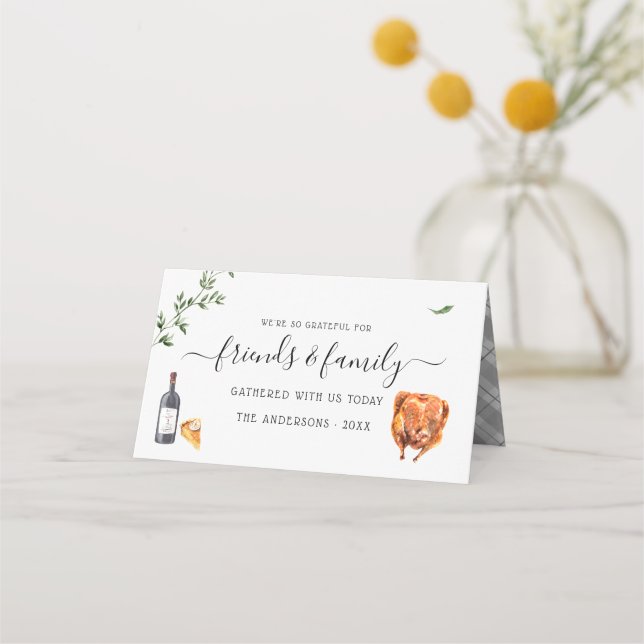 Friendsgiving Thanksgiving Dinner Party Place Card (Front)