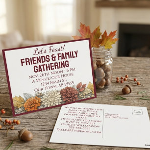 Friendsgiving Thanksgiving Fall Floral Postcard