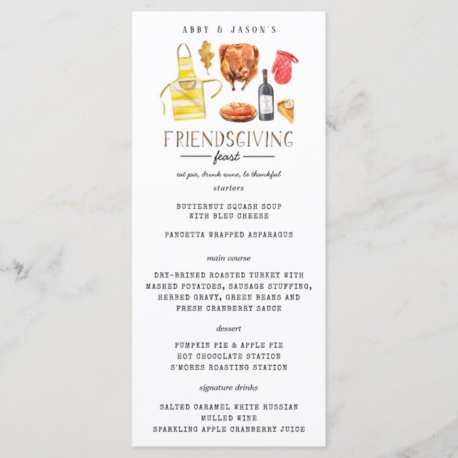 Friendsgiving Thanksgiving Feast Dinner Menu (Front)