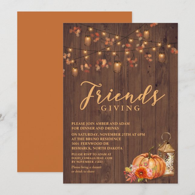 Friendsgiving Thanksgiving Holiday Invitation (Front/Back)