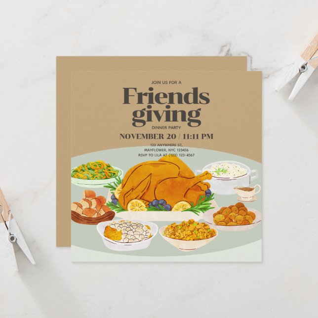 Friendsgiving Thanksgiving Invitation (Front/Back In Situ)