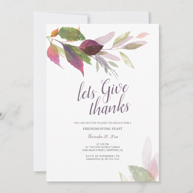 Friendsgiving Thanksgiving Invitation Fall Leaves (Front)