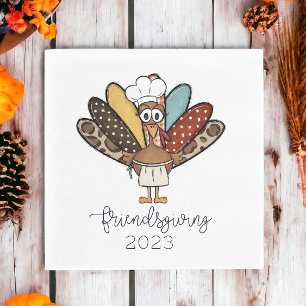 Friendsgiving Turkey Girl Funny Napkin