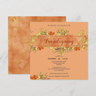 Friendsgiving  Watercolor Rustic Fall Leaves Invitation