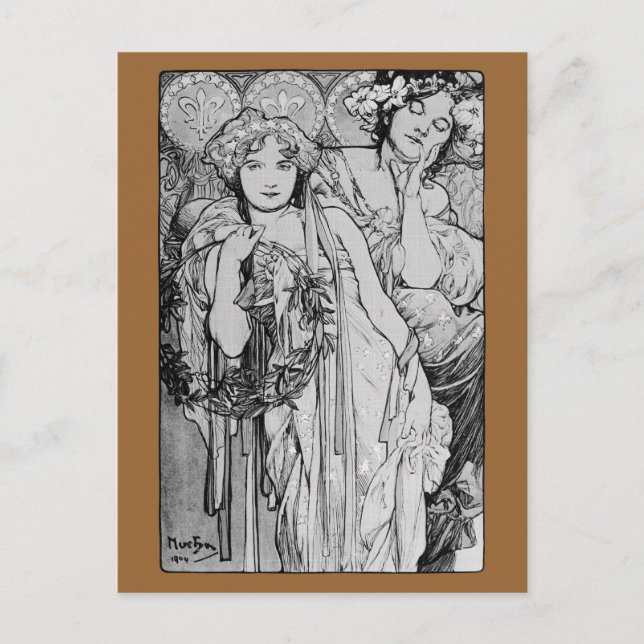 Friendship ~ Alphones Mucha  ~ 1904 Postcard (Front)